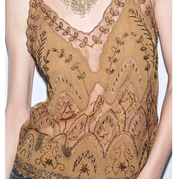 ZARA BEADED EMBROIDERED TOP ZW COLLECTION LIMITED EDITION - Picture 3 of 15